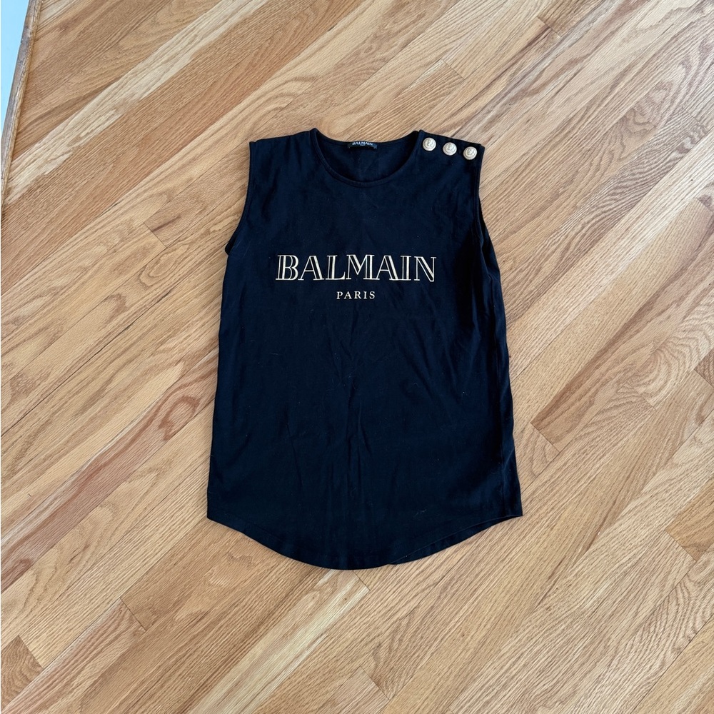 Balmain Paris Cotton Logo Graphic Tank